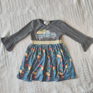 Pumpkin Farm Truck Autumn Dress Fall Long Sleeve Size Small 2